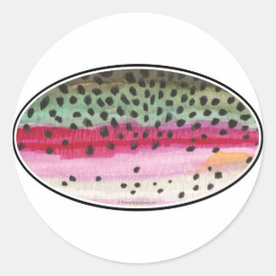 Sticker Rond Pêche à la truite arc-en-ciel