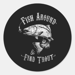 Sticker Rond Pêche amusante Poisson autour de Trouver truite