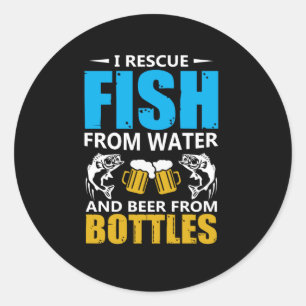 Sticker Rond Pêche Art Je Secourt Poisson De L'Eau