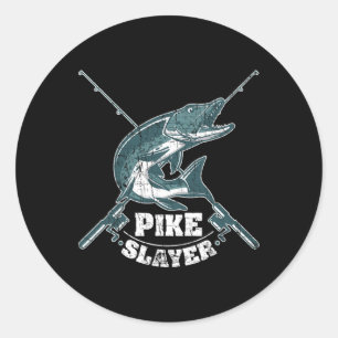 Sticker Rond Pêche au brochet Pêcheur au brochet nordique