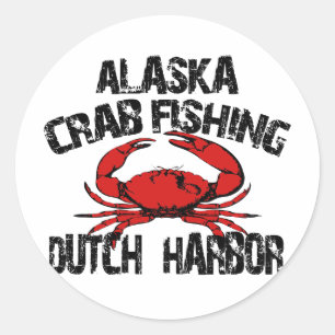 Sticker Rond Pêche au crabe hollandais de l'Alaska