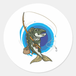 Sticker Rond Pêche au poisson