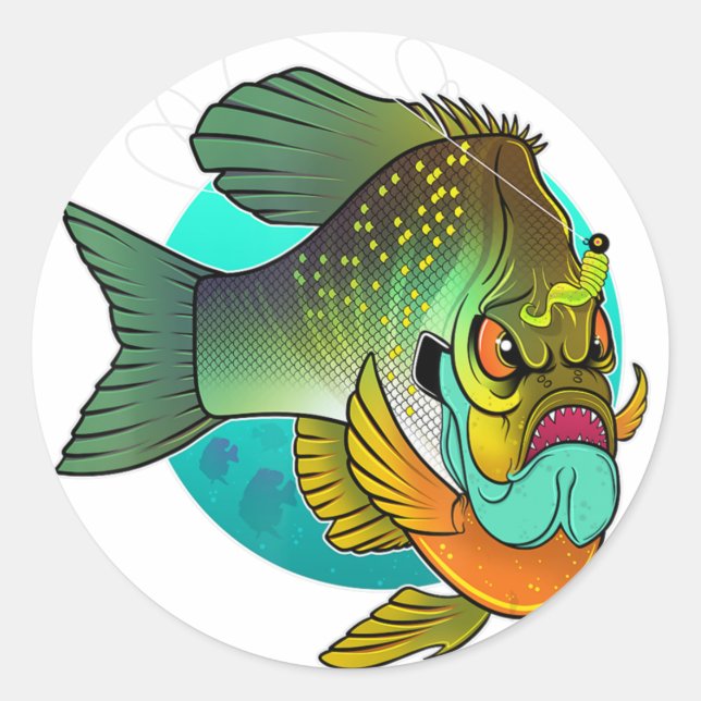 Sticker Rond Pêche au thon rouge en colère (Devant)