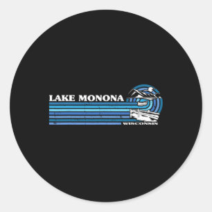 Sticker Rond Pêche Bateau Camping Lac Vacation Lac Monona