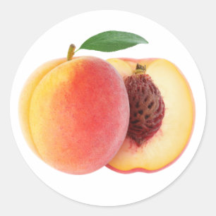 Sticker Rond Pêche coupée en moitiés