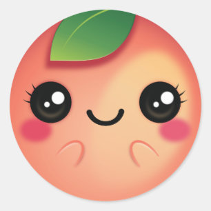Sticker Rond Pêche de Kawaii