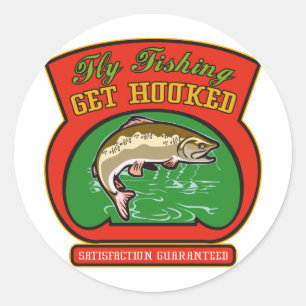 Sticker Rond pêche de mouche sautante de poissons de truite