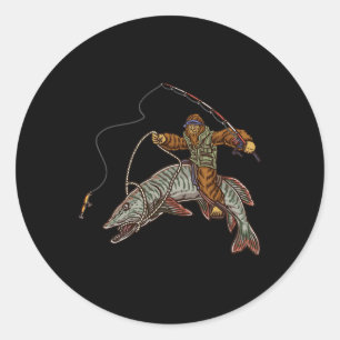 Sticker Rond Pêche de muskie chasse de grand maskinongé Bigfoot