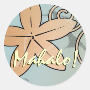 Sticker Rond Pêche et Turquoise Mariage hawaïen Mahalo Seal