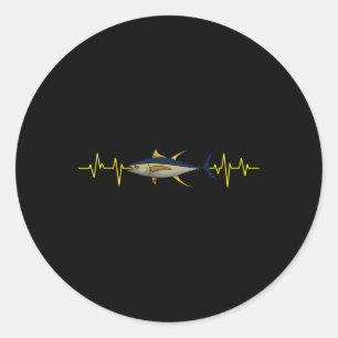 Sticker Rond Pêche Thon Battement de coeur Pêcheur Pêcheur Pêch