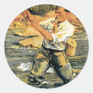 Sticker Rond Pêche vintage de la Nouvelle Zélande