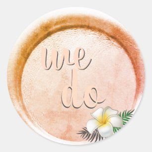 Sticker Rond *~* Pêcher Bronze Floral Mariage de caillebotis de