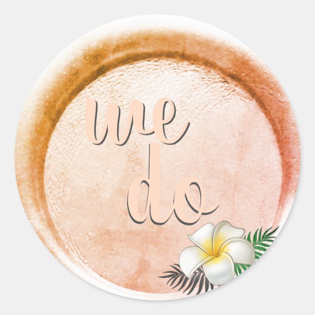 Sticker Rond *~* Pêcher Bronze Floral Mariage de caillebotis de (Devant)