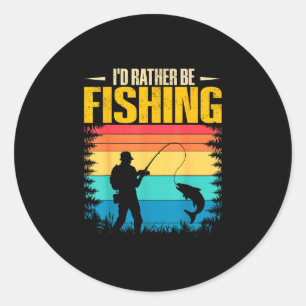 Sticker Rond Pêcher drôle graphique de pêche pour hommes femmes