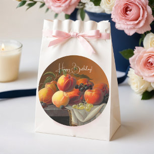 Sticker Rond Pêches, raisins et pommes