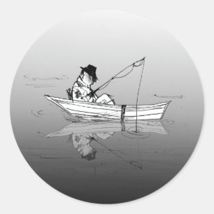 Sticker Rond Pêcheur