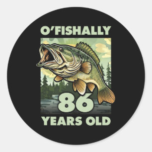 Sticker Rond Pêcheur de 86 ans O'fish 86 Pêche 86e B