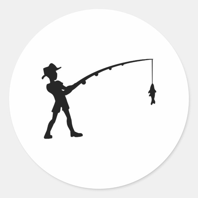 Sticker Rond Pêcheur Poisson (Devant)