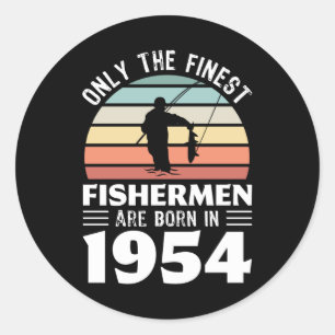 Sticker Rond Pêcheurs nés en 1954 70e anniversaire de pêche cad