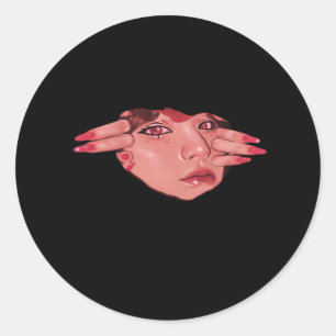 Sticker Rond Peekaboo - Vibes de conception de fentes