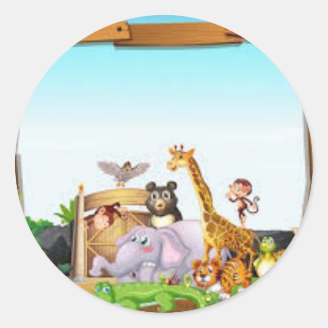 STICKER ROND PEGATINA ANIMALES DE LA SELVA (Devant)