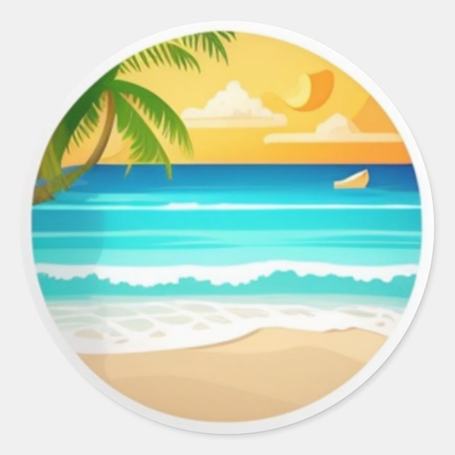 Sticker Rond pegatina clasica playa (Devant)