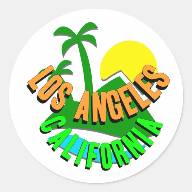 Sticker Rond Pegatina Los Angeles California (Devant)