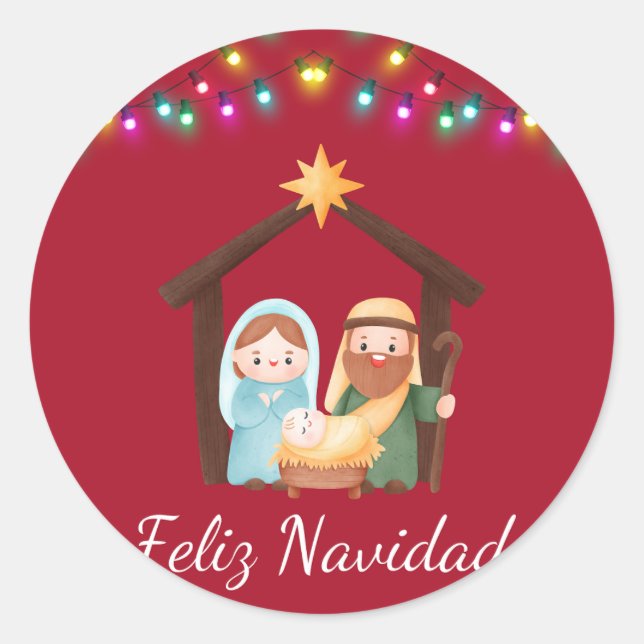 Sticker Rond Pegatina nacimiento navidad (Devant)