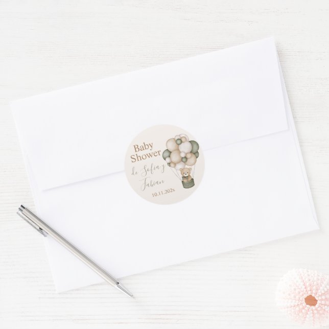 Sticker Rond Pegatina Redonda Teddy Bear Baby shower espagnol B (Enveloppe)