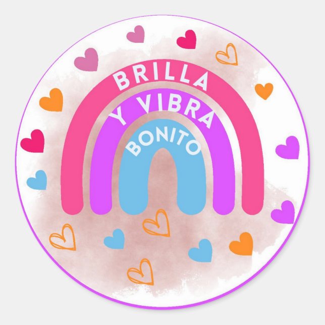 Sticker Rond Pegatina/Sticker de arcoíris con frase inspiradora (Devant)