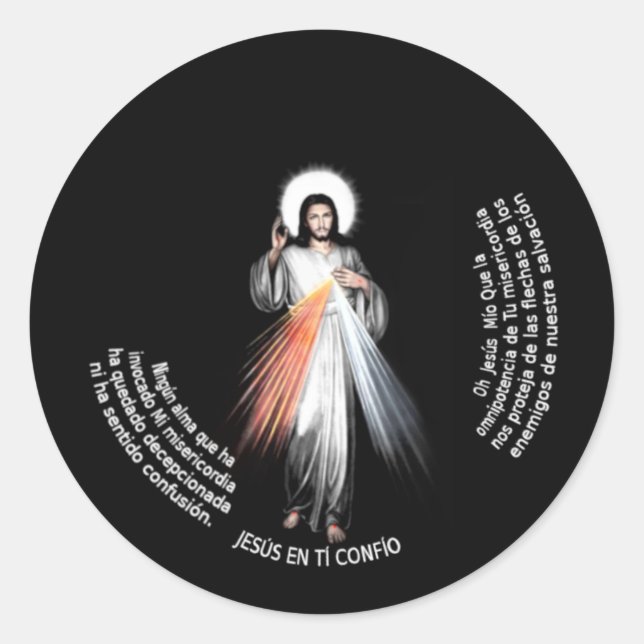 Sticker Rond pegtatina con jesus misericordioso (Devant)