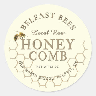 Sticker Rond Peigne de miel Réaliste abeille à miel Peigne de m