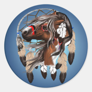 Sticker Rond Peignez l'autocollant de Dreamcatcher de cheval