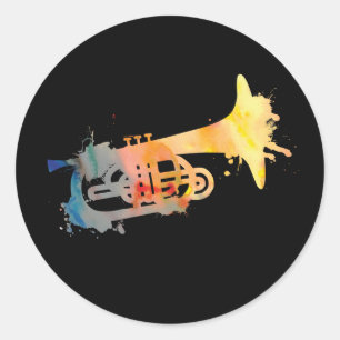 Sticker Rond Peignez le floc Mellophone