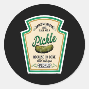Sticker Rond Peignez-Moi Vert Et Appelez-Moi Une Boulette