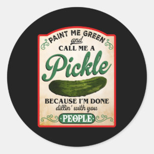 Sticker Rond Peignez-Moi Vert Et Appelez-Moi Une Boulette
