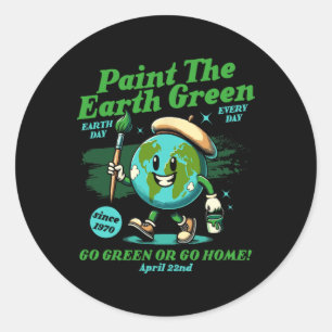 Sticker Rond Peindre la Terre Vert éco-respectueux de l'environ