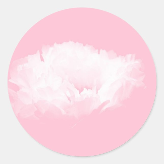 Sticker Rond Peine blanche rose douce - Floral (Devant)
