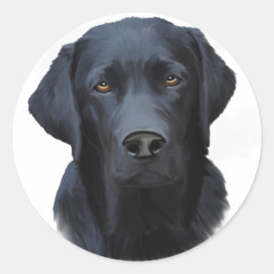Sticker Rond Peinture à l'aquarelle d'un chien Labrador noir