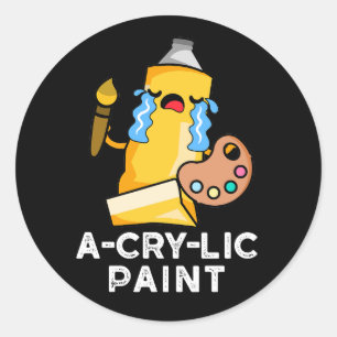Sticker Rond Peinture amusante Peinture amusante Artiste Pun Da