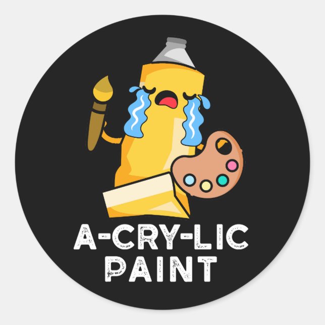 Sticker Rond Peinture amusante Peinture amusante Artiste Pun Da (Devant)