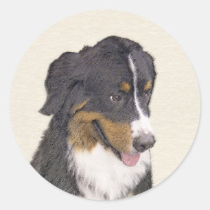 Sticker Rond Peinture bernoise de chien de montagne - Art origi