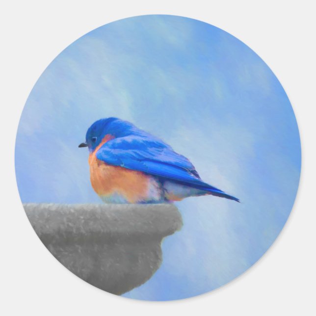 Sticker Rond Peinture Bluebird - Art original pour oiseaux (Devant)