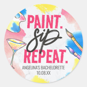 Sticker Rond Peinture Boire Répéter Faveur d'Art de Fête pour E