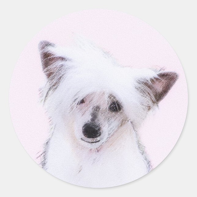 Sticker Rond Peinture chinoise en poudre - Art Chien (Devant)
