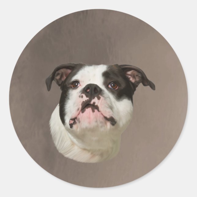 Sticker Rond Peinture couleur d'eau Bulldog (Devant)