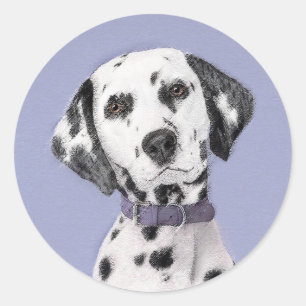 Sticker Rond Peinture Dalmatienne - Cute Original Chien Art
