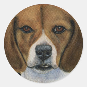 Sticker Rond Peinture de beagle - art de race de chien