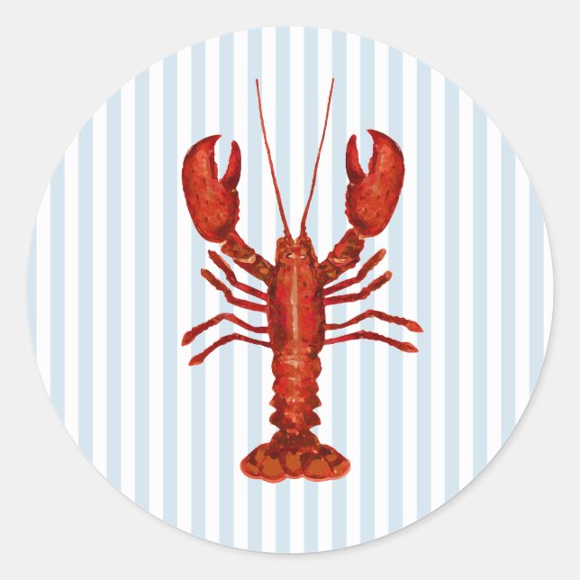 Sticker Rond Peinture de homard Bleu Nautique Bleu Bande Côtièr (Devant)