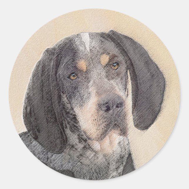 Sticker Rond Peinture de linge bluetick - mignon chien original (Devant)